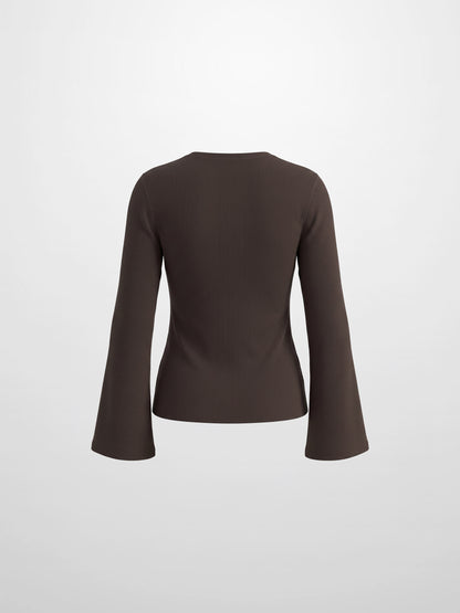 Bell Sleeve Sweater - Brown