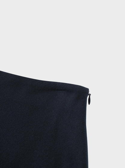 Basic A-Line Seamed Short Skirt-Navy