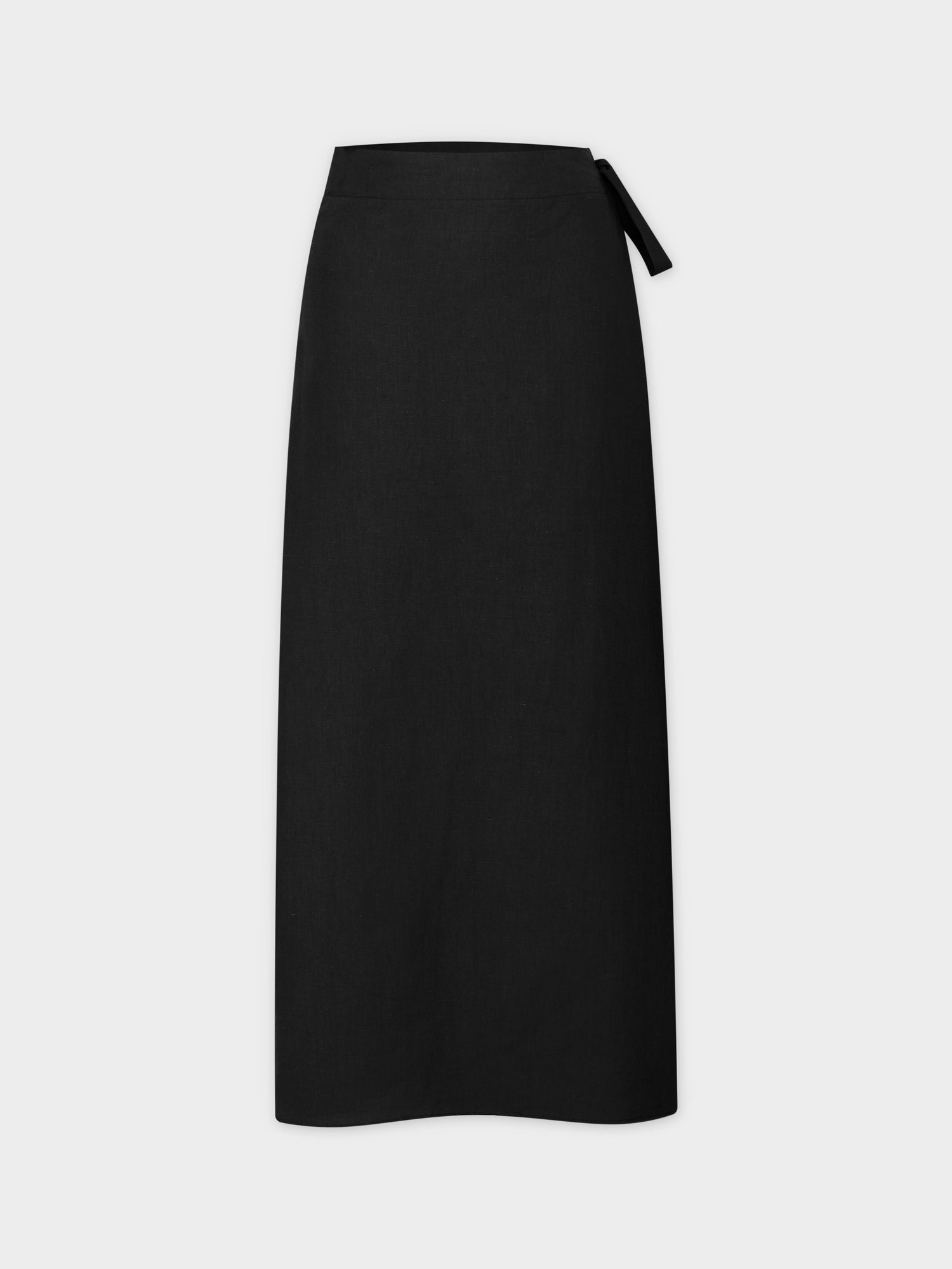 Linen Wrap Skirt-Black