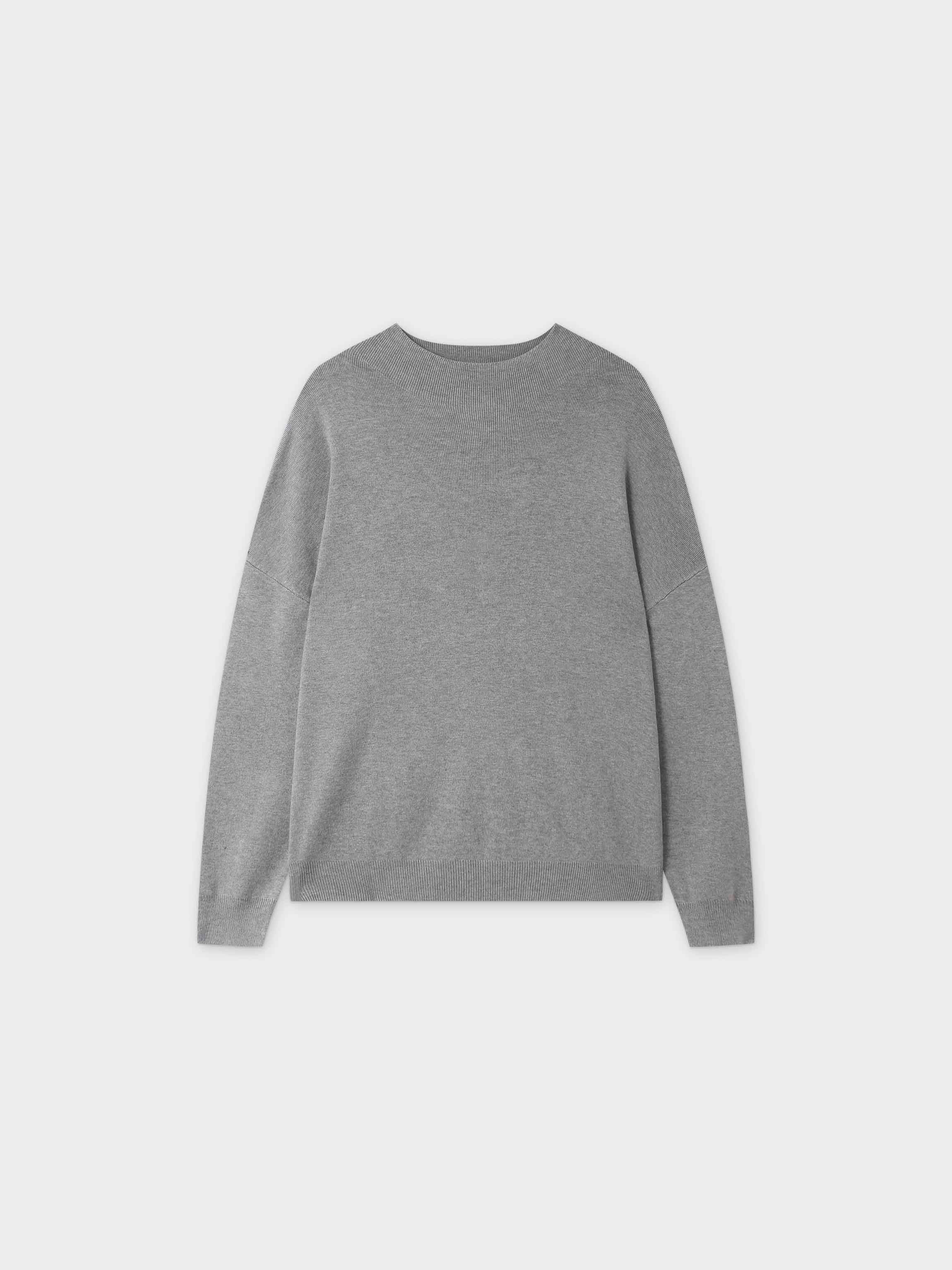 Oversized Soft Knit Sweater-Heathered Grey