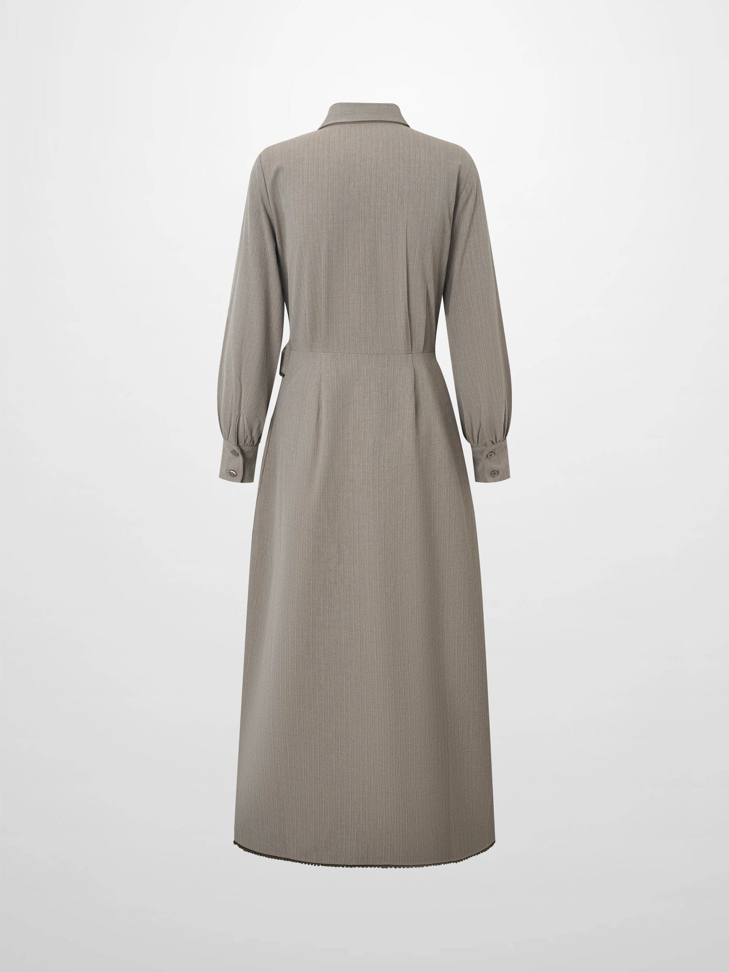 Wrap Shirtdress - Taupe Pinstripe