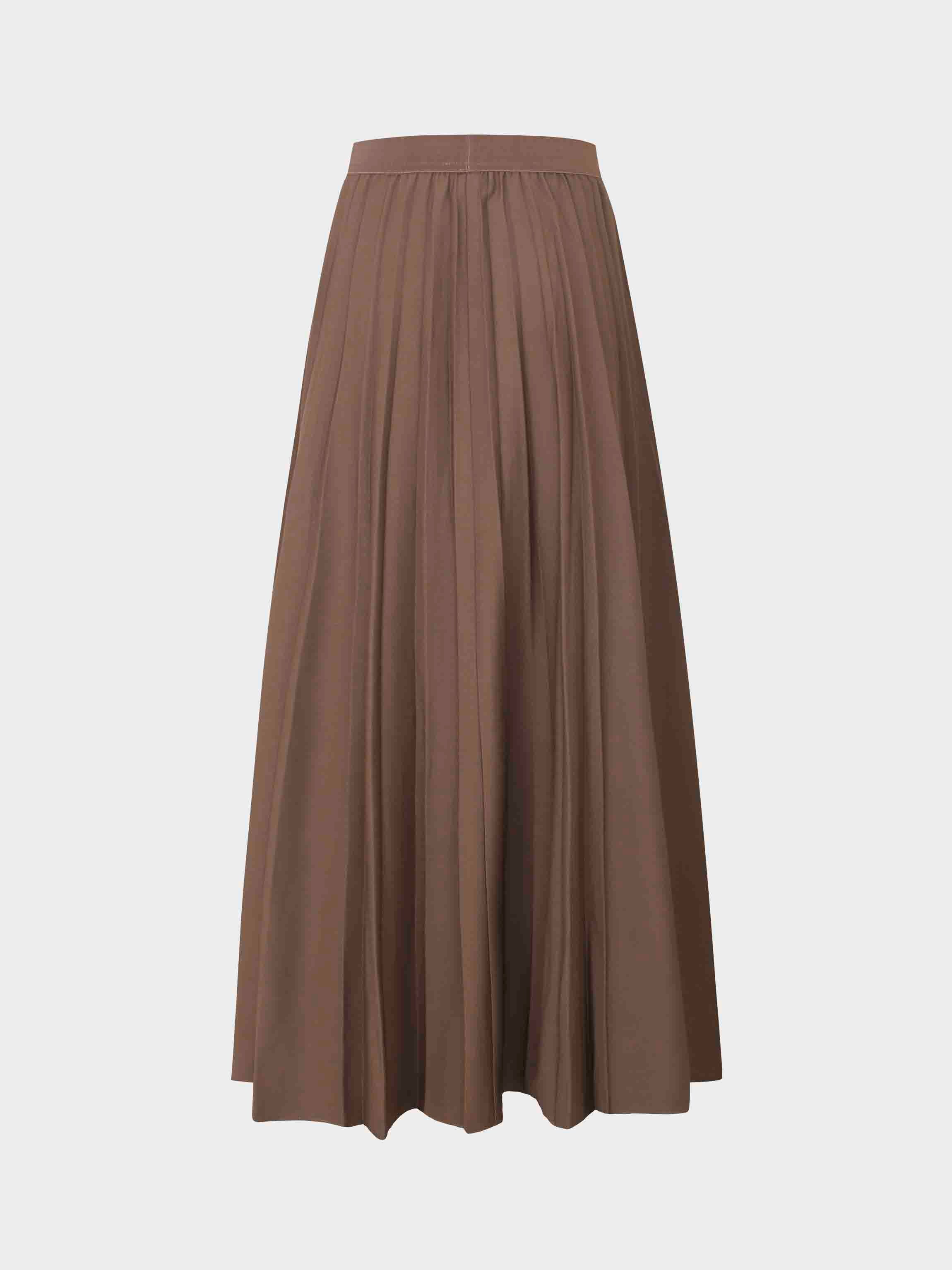 Pleated Skirt 37&quot;-Brown