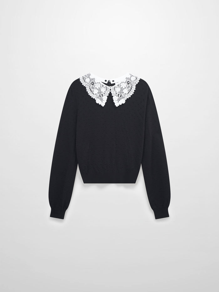 Crew Neck Pebbled Sweater-Black