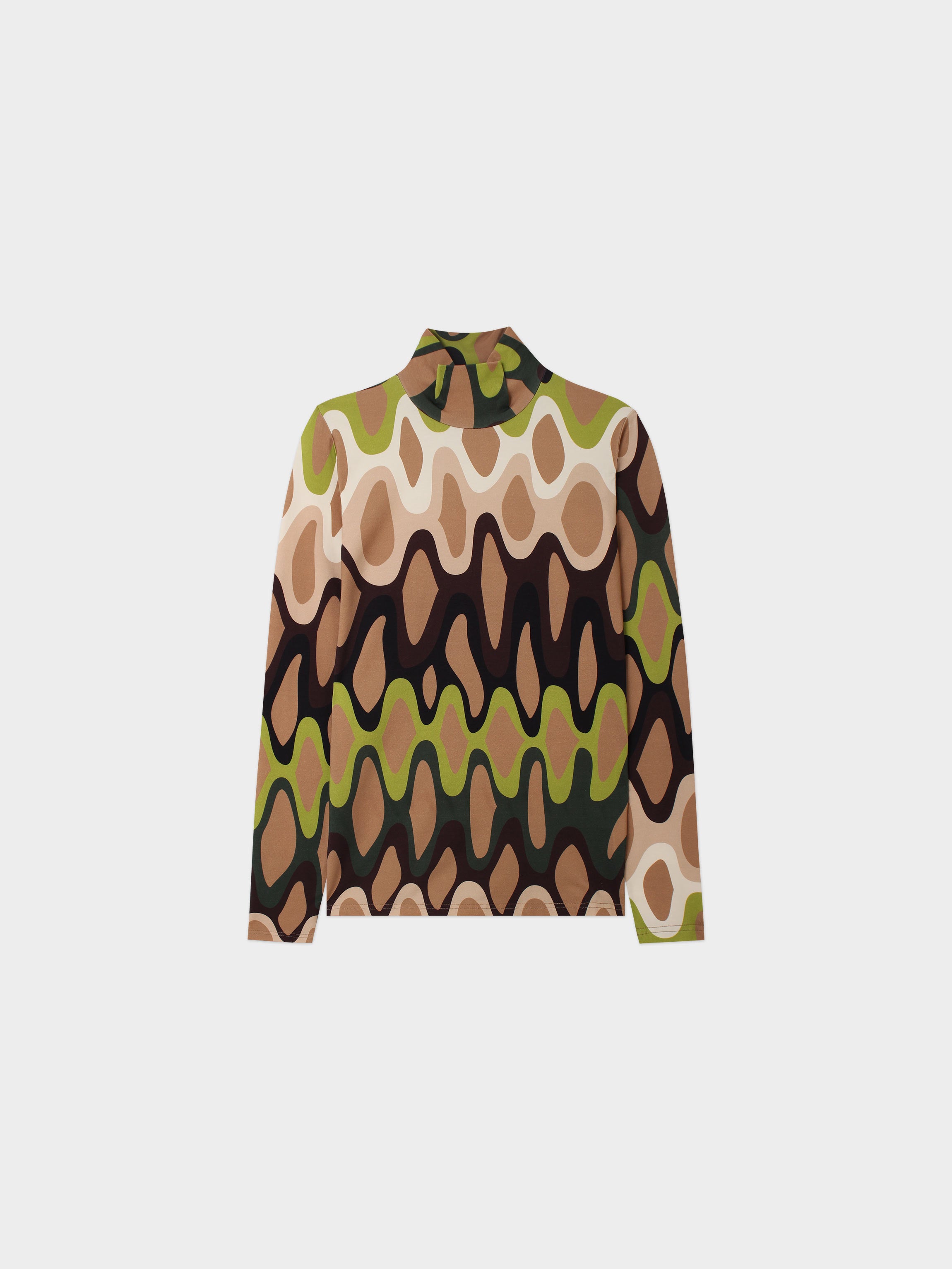 Printed Modal Turtleneck-Retro Swirl