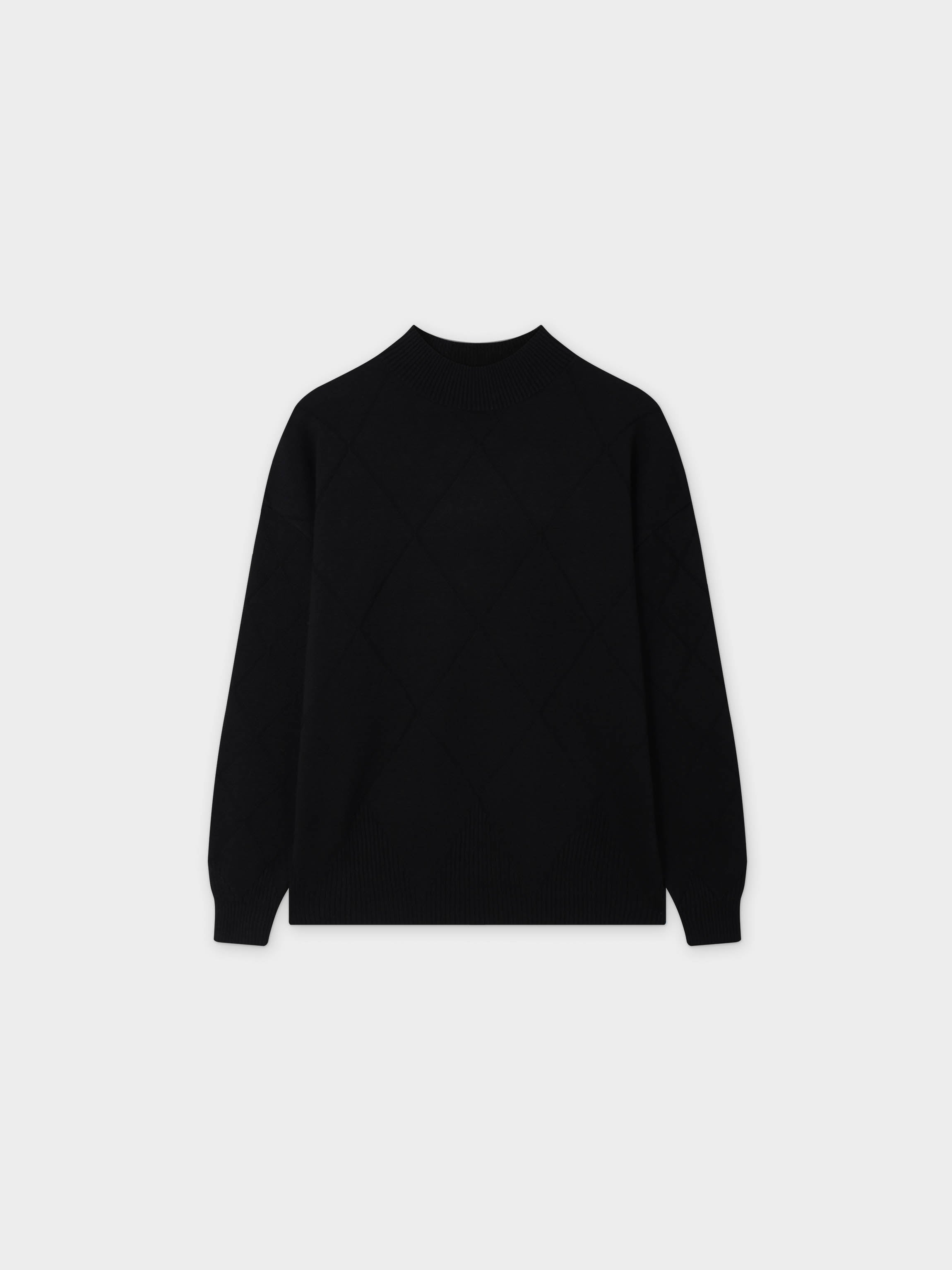 Oversized Diamond Detail Sweater-Black