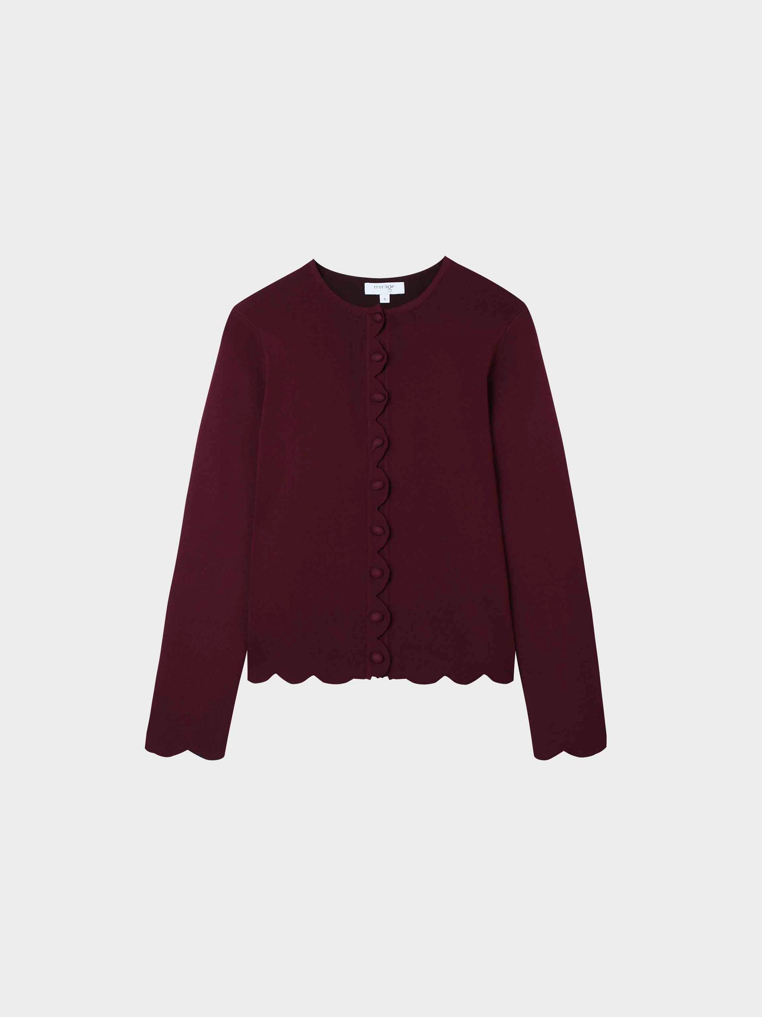 Scallop Edge Crew Cardigan-Wine