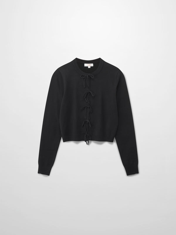 5 Bow Crop Cardigan-Black
