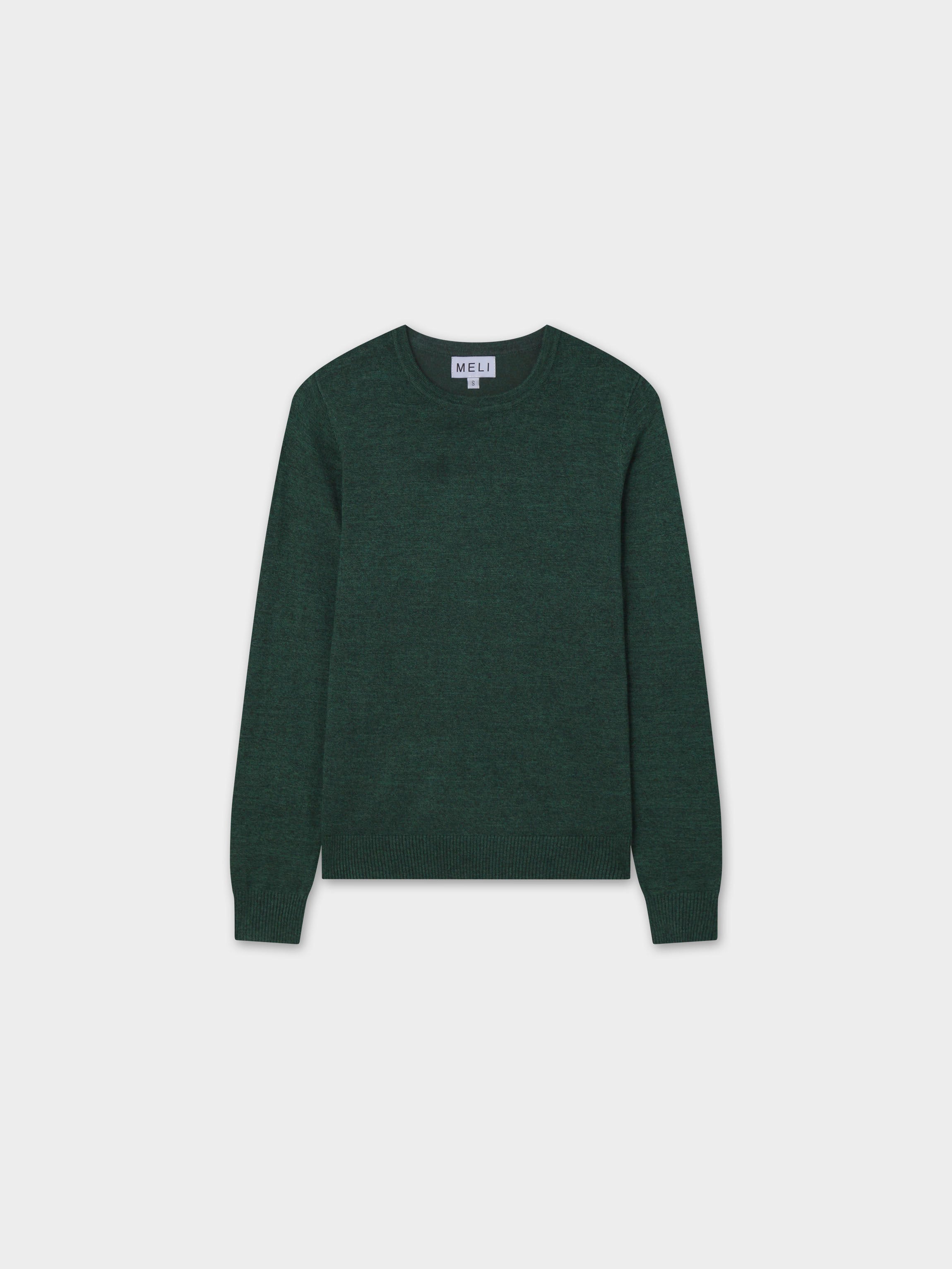 Basic Crew Sweater LS-Heathered Green