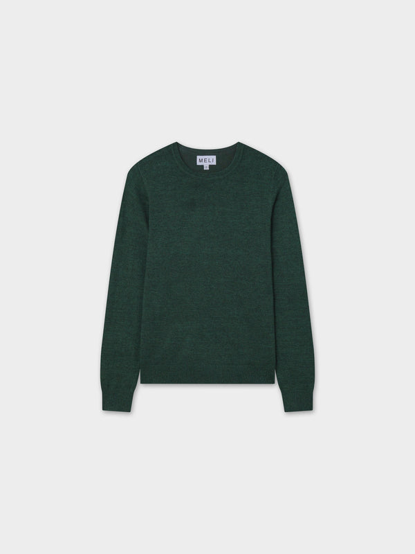 Basic Crew Sweater LS-Heathered Green
