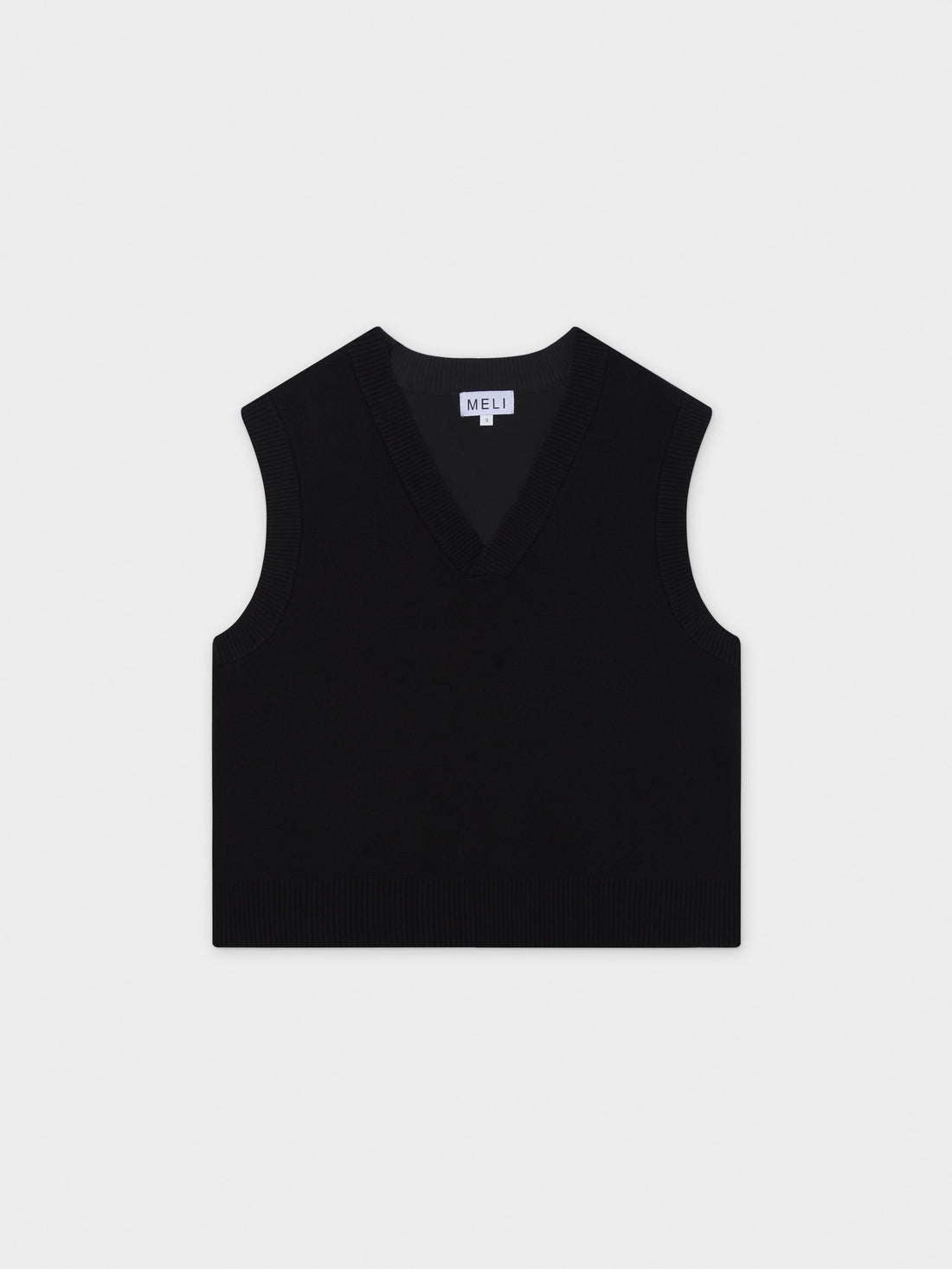 V-Neck Knit Vest-Black