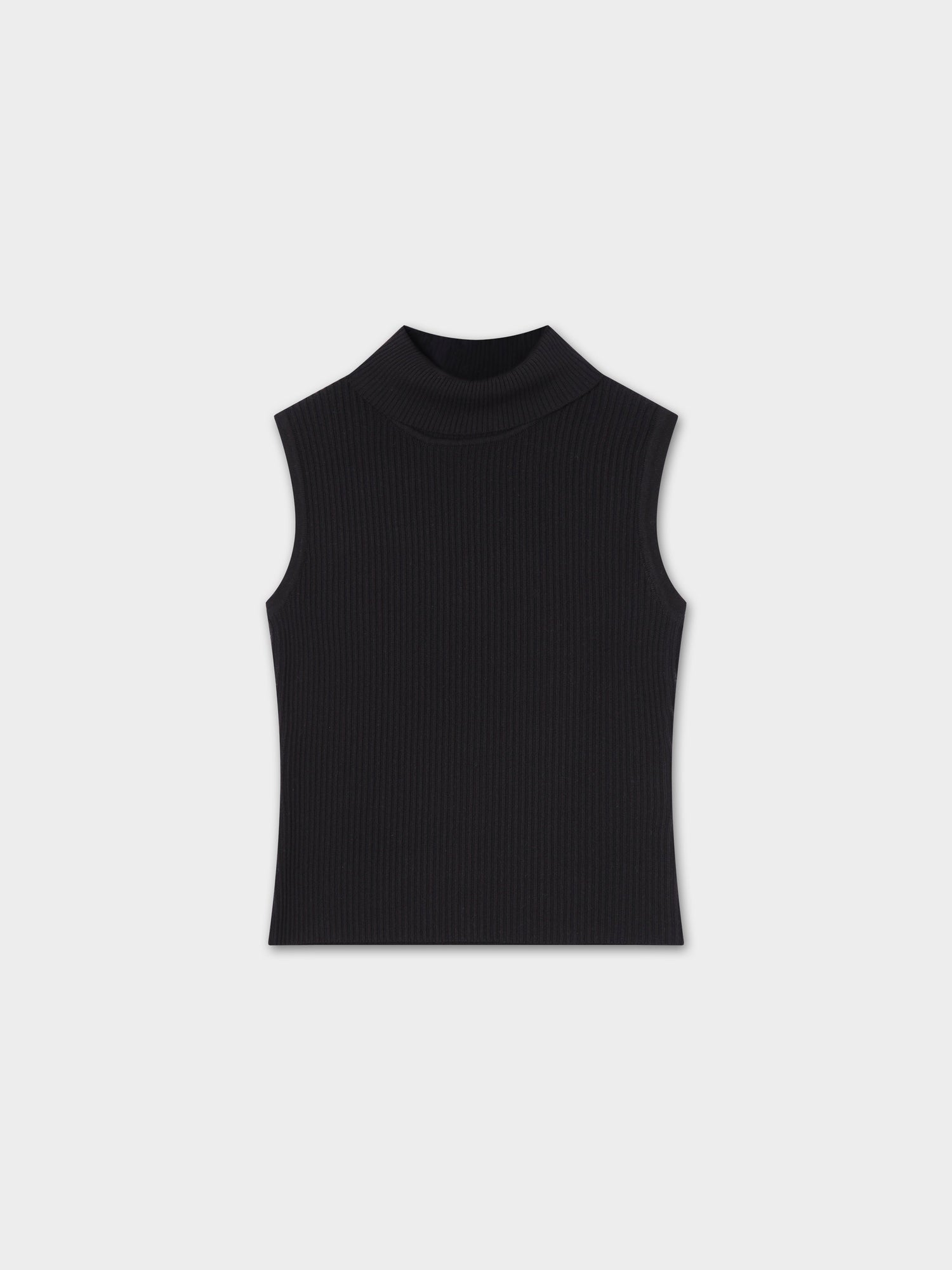 Sleeveless Ribbed Turtleneck-Black