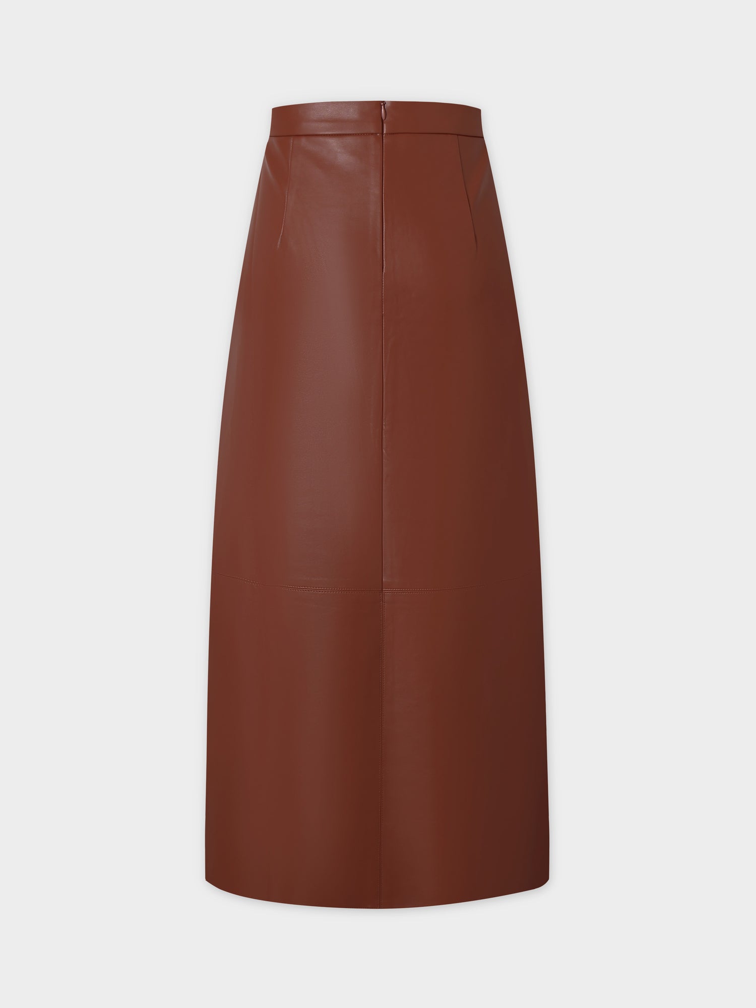 Leather A-Line Skirt-Cognac