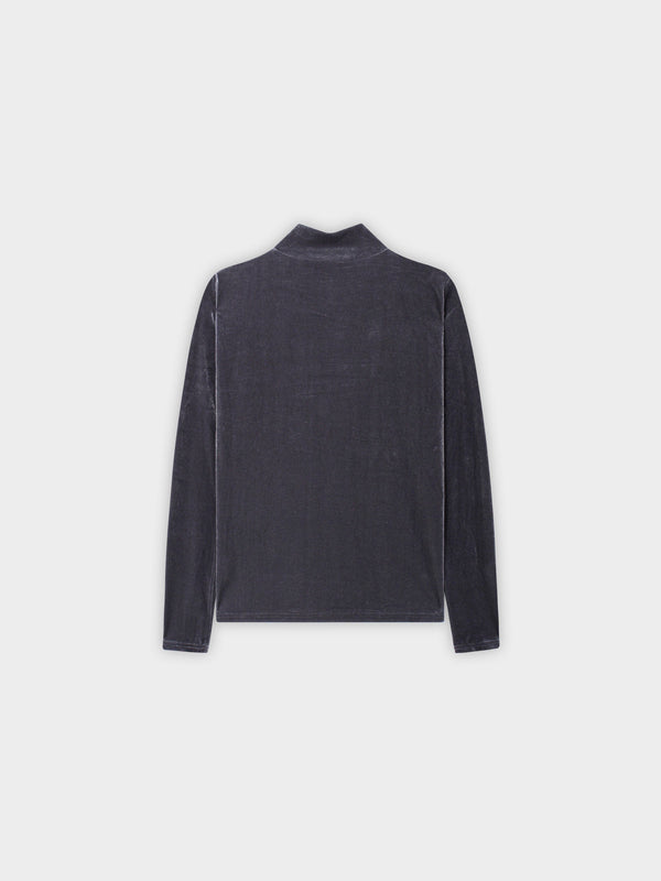 Velour Mock Neck Turtleneck-Grey
