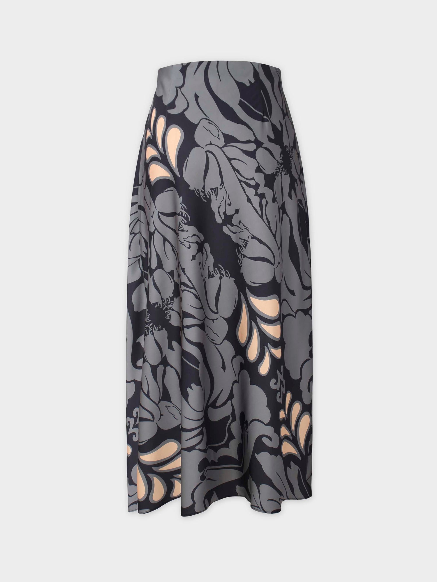 Printed Satin Slip Skirt-Taupe Floral