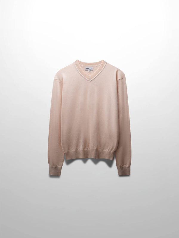 High V Lightweight Sweater-Heathered Peach