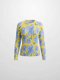 Floral Cable Printed Sweater - Yellow/Blue Floral