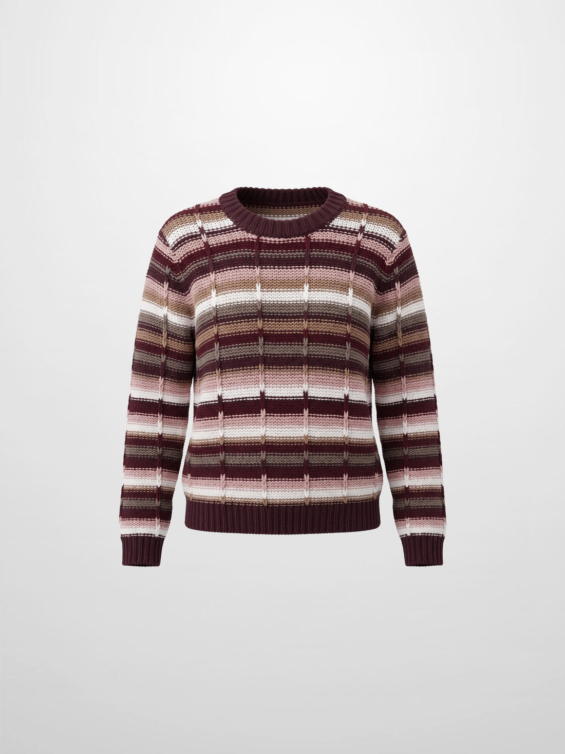 Overstitch Detail Striped Sweater - Burgundy Stripe