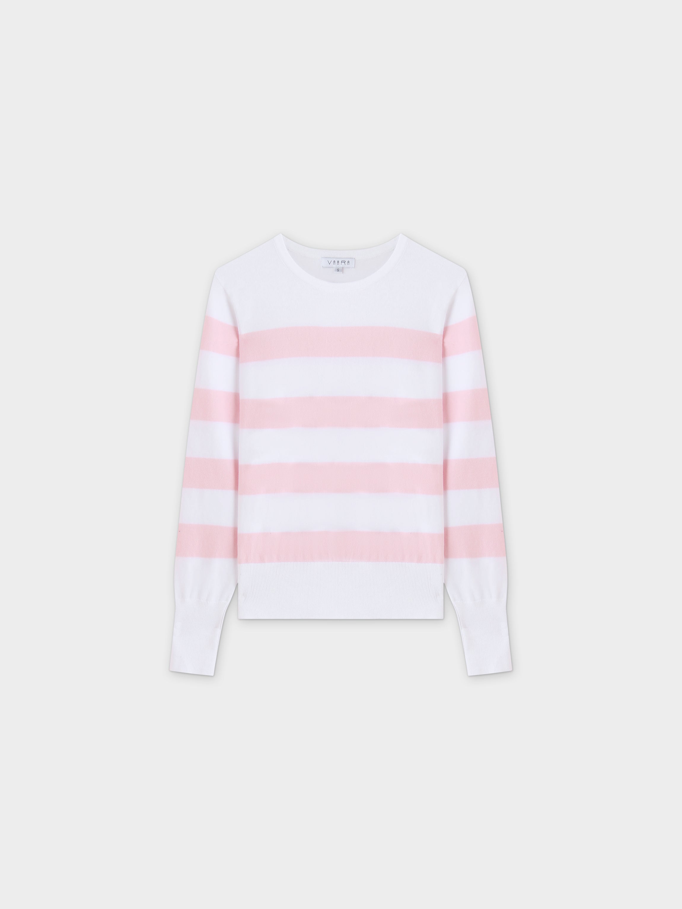 Striped Cotton Sweater-Light Pink