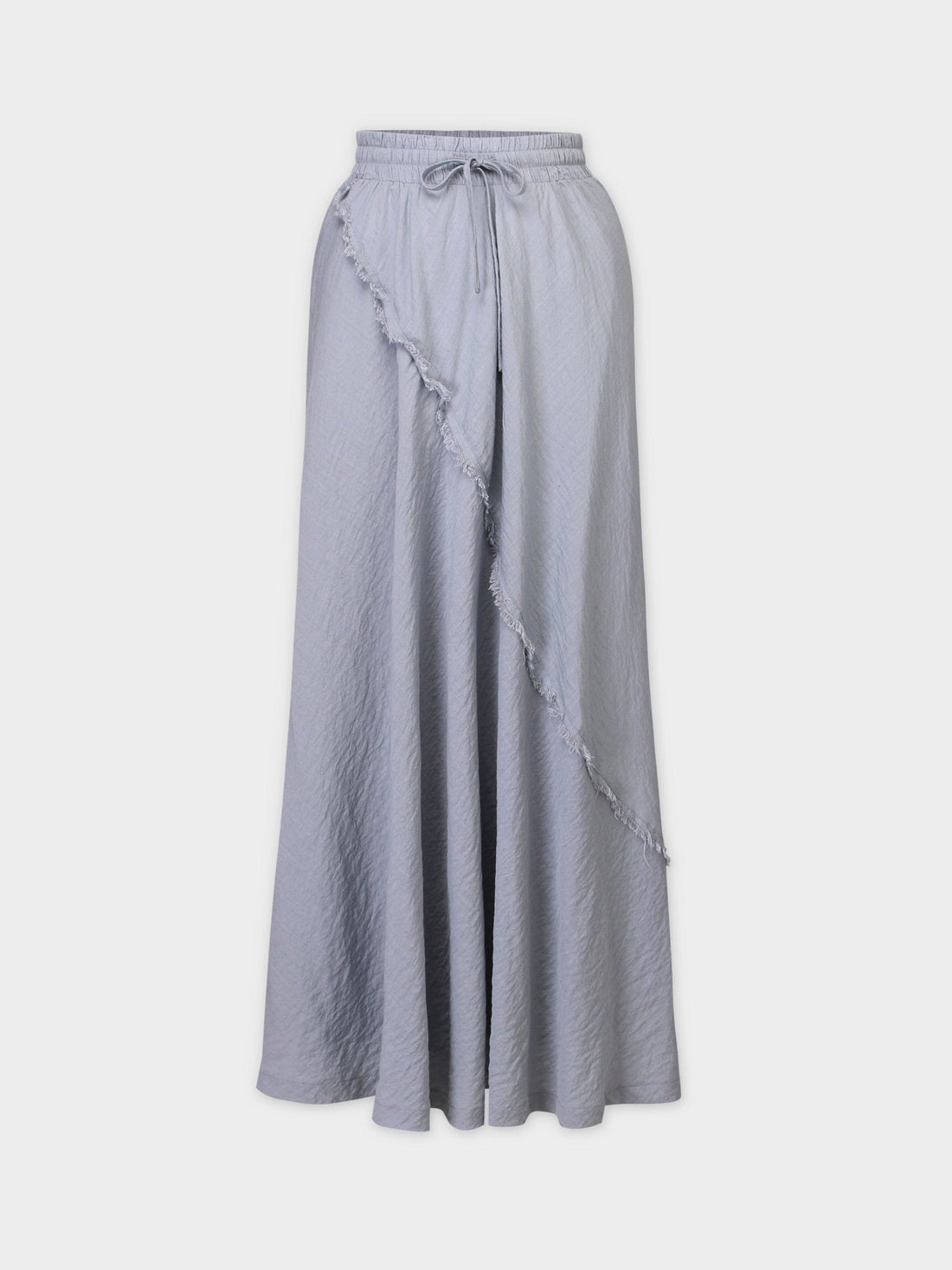 DRAWSTRING FRINGE SKIRT-BLUE/GREY