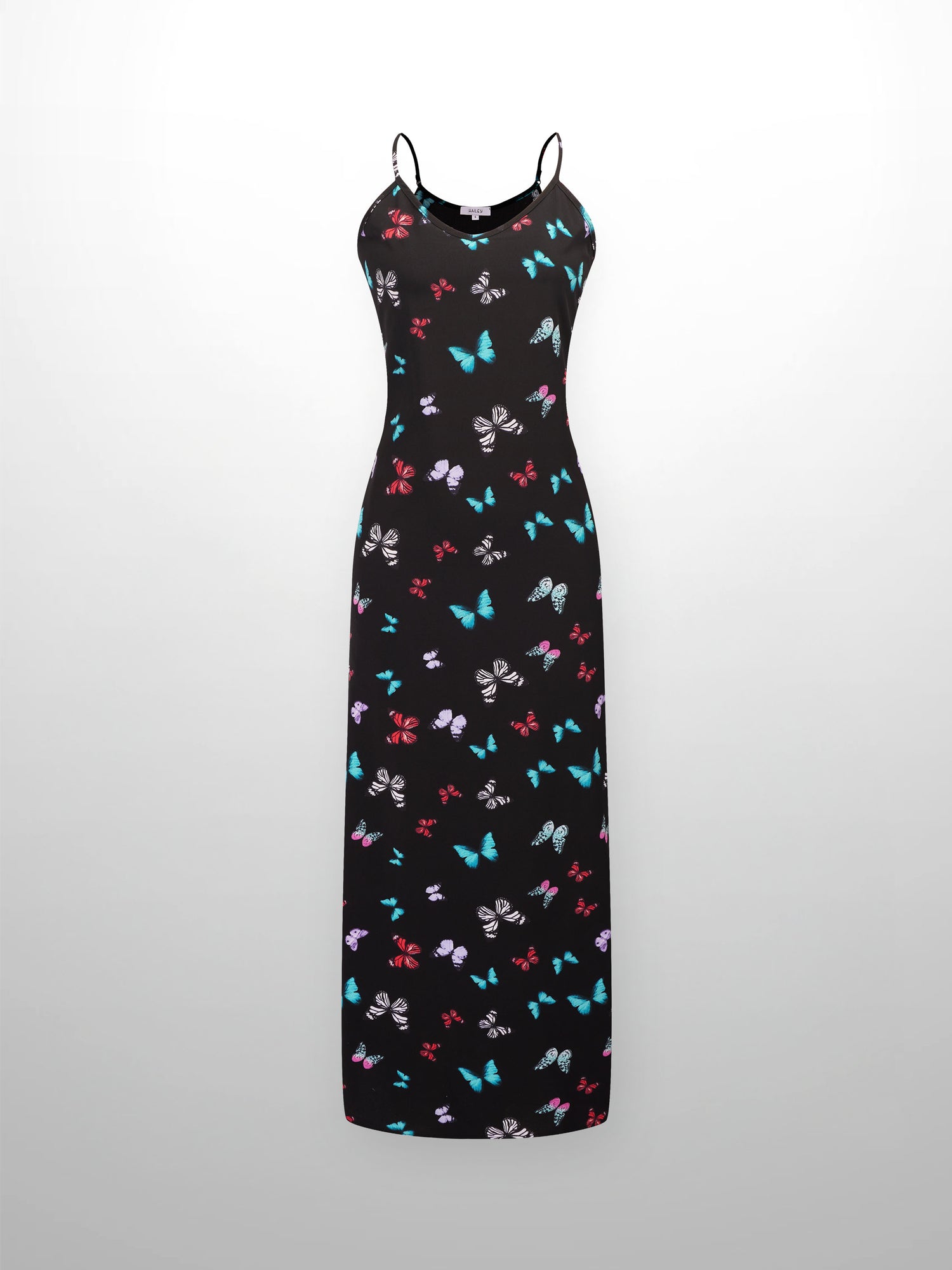 A-Line V Neck Slip Dress-Butterflies