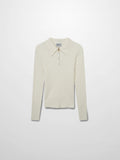 Leather Pull Half Zip Cable Polo-Ivory