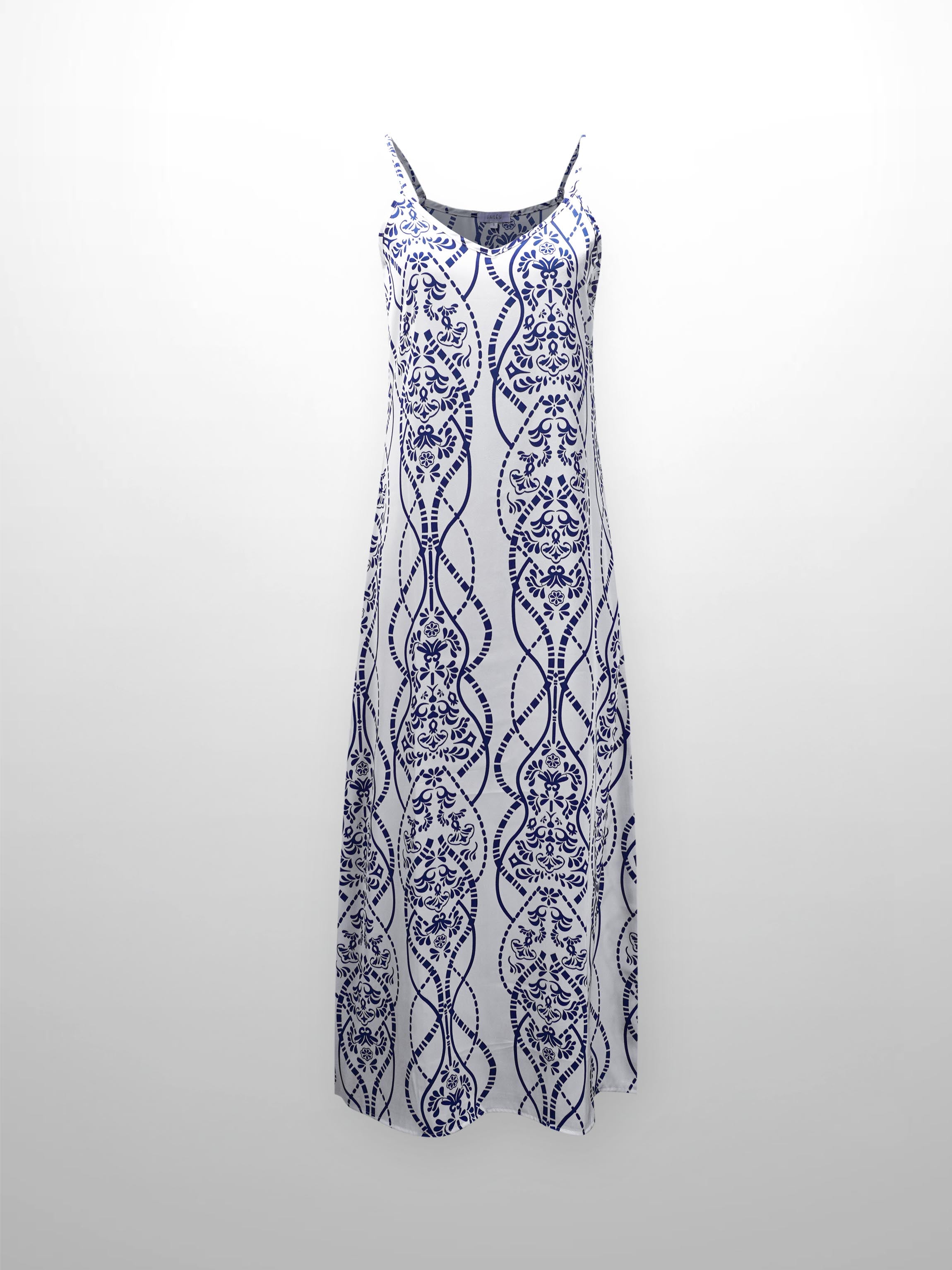 A-Line V Neck Slip Dress-Medallion Floral