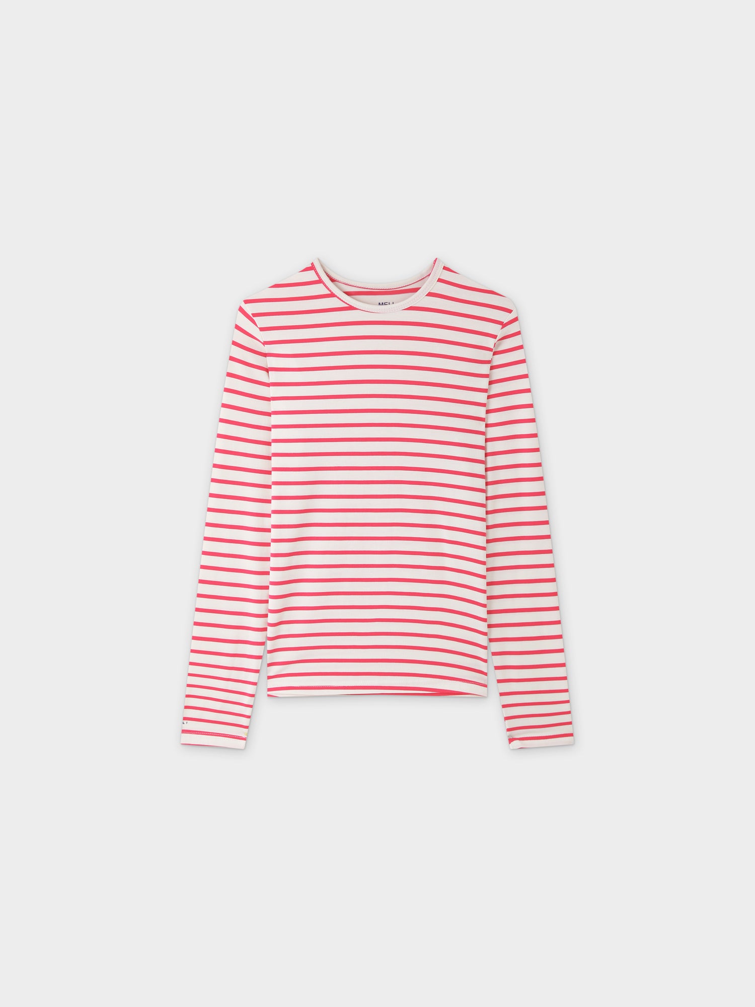 Butter Soft Stripe Crew-Rosa intenso/Blanco