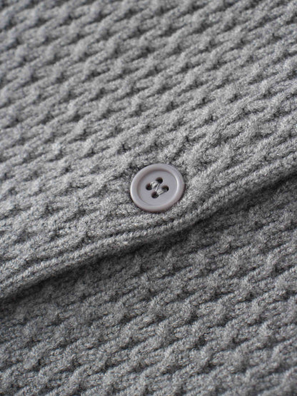 Textured Crew Cardigan-Grey