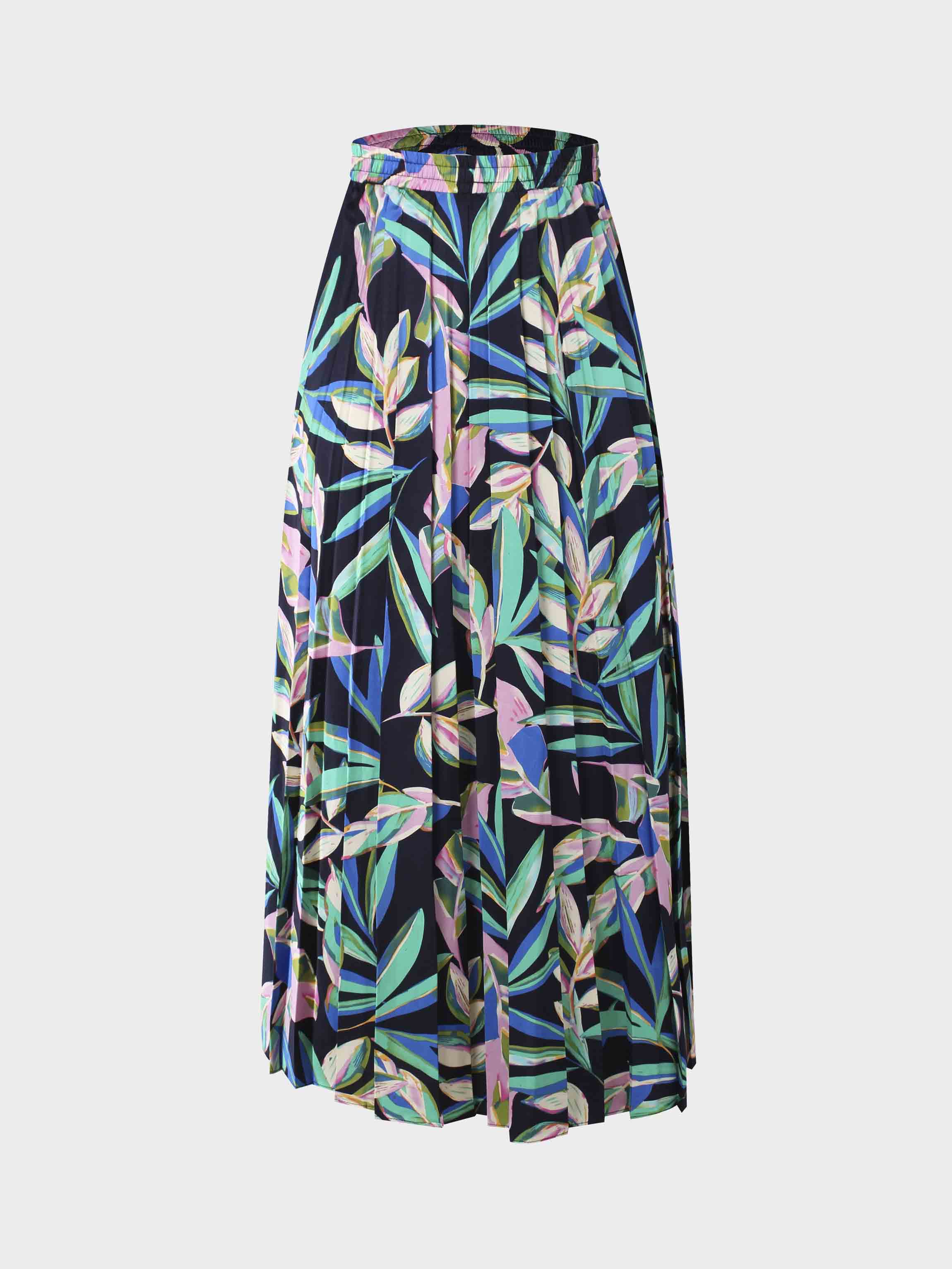 Covered Band Pleated Skirt 37&quot;-Colored Tropic