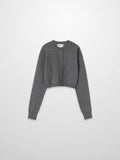Trim Detail Crew Crop Cardigan-Heathered Grey