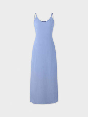 Textured Slip Dress-Denim Blue