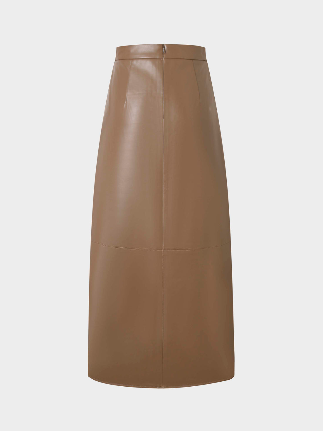 Leather A-Line Skirt-Olive