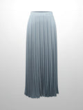 Crepe Pleated Maxi Skirt-Light Blue