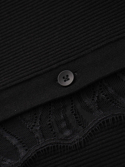 Lace Trimmed Sweater-Black