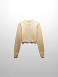 Trim Detail Crew Crop Cardigan-Yellow
