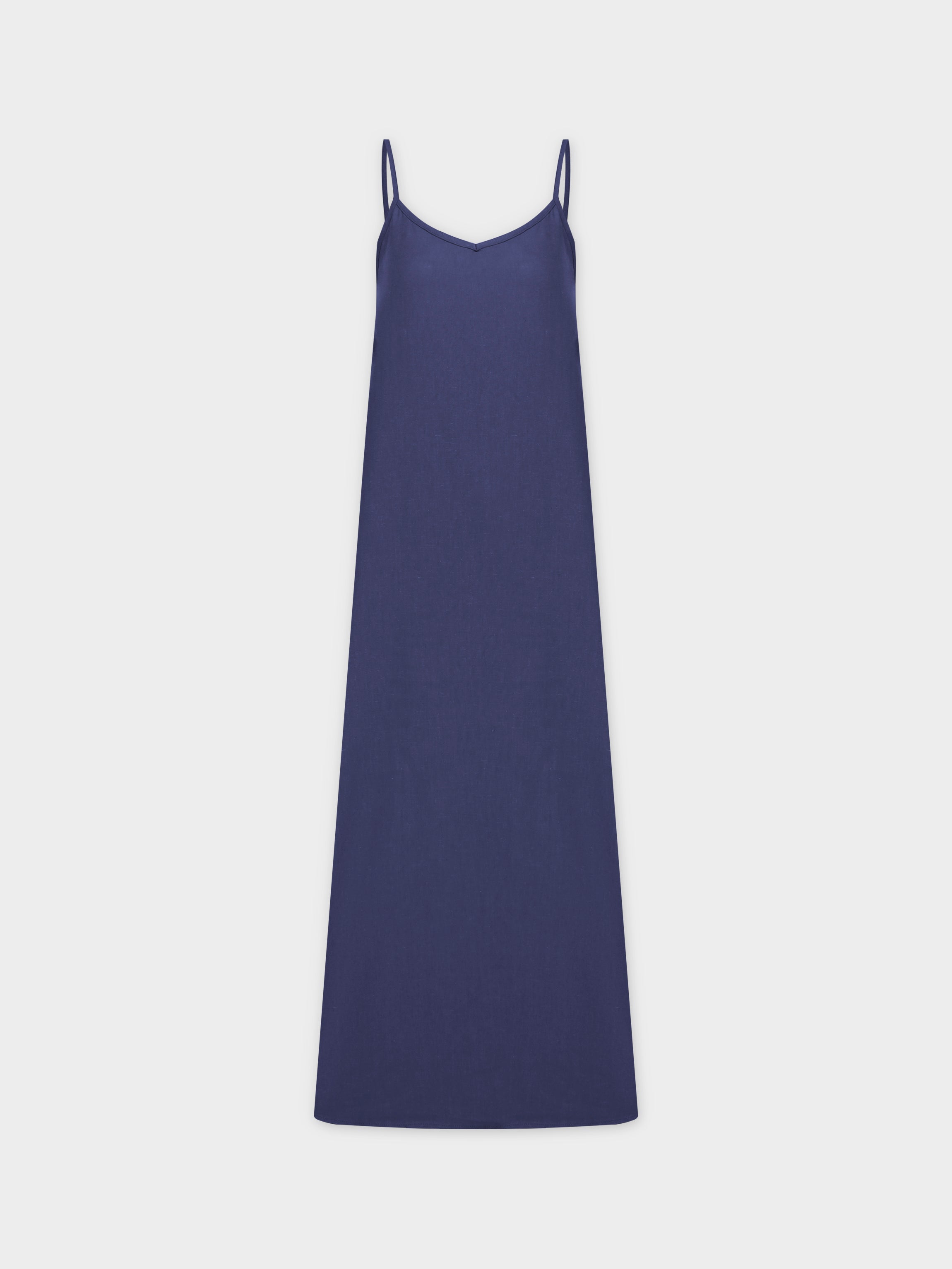 Linen Slip Dress-Navy