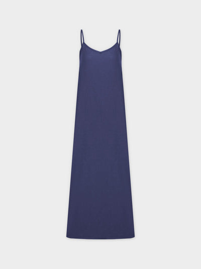 Linen Slip Dress-Navy