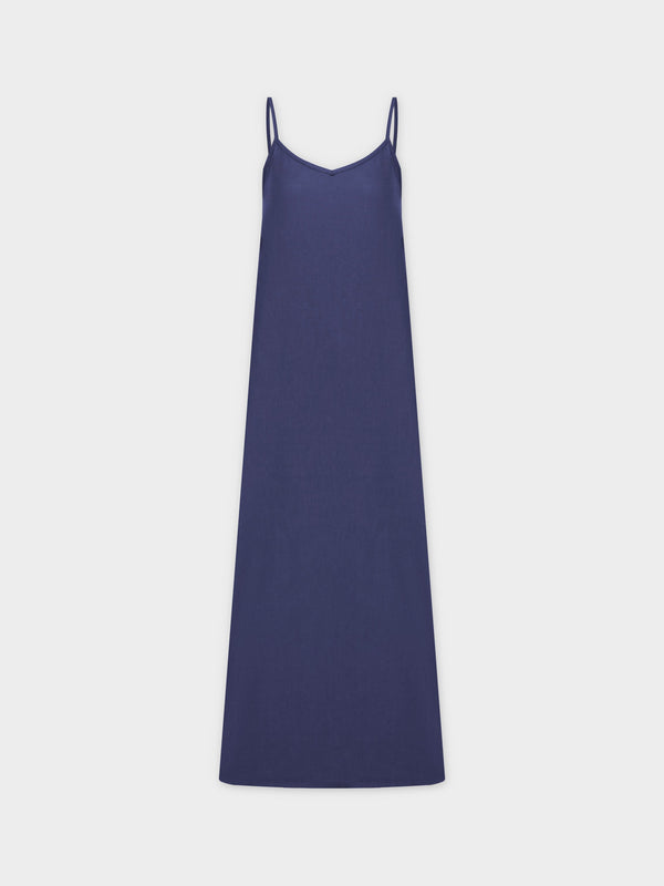 Linen Slip Dress-Navy