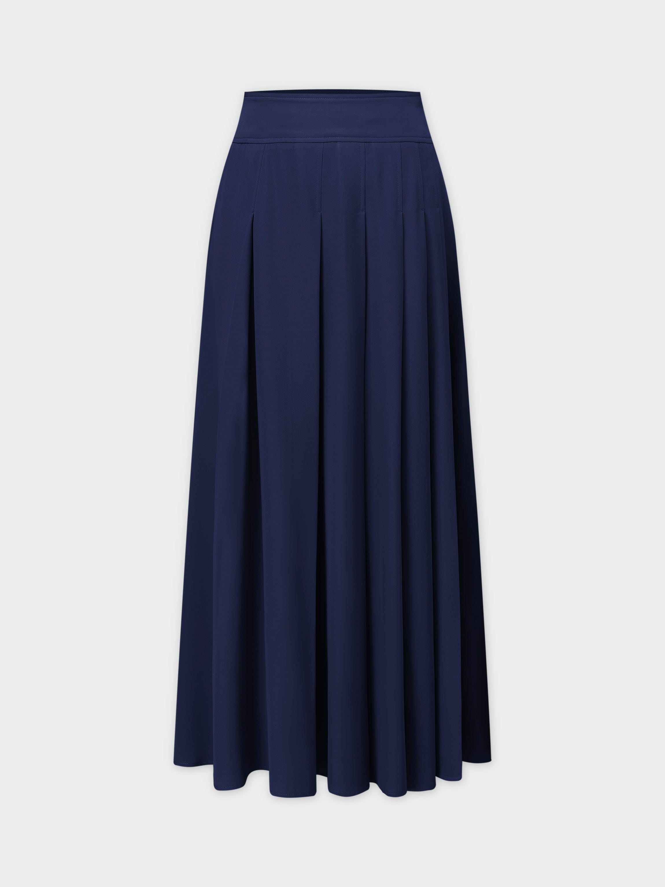 Navy pleated skirt knee length hotsell