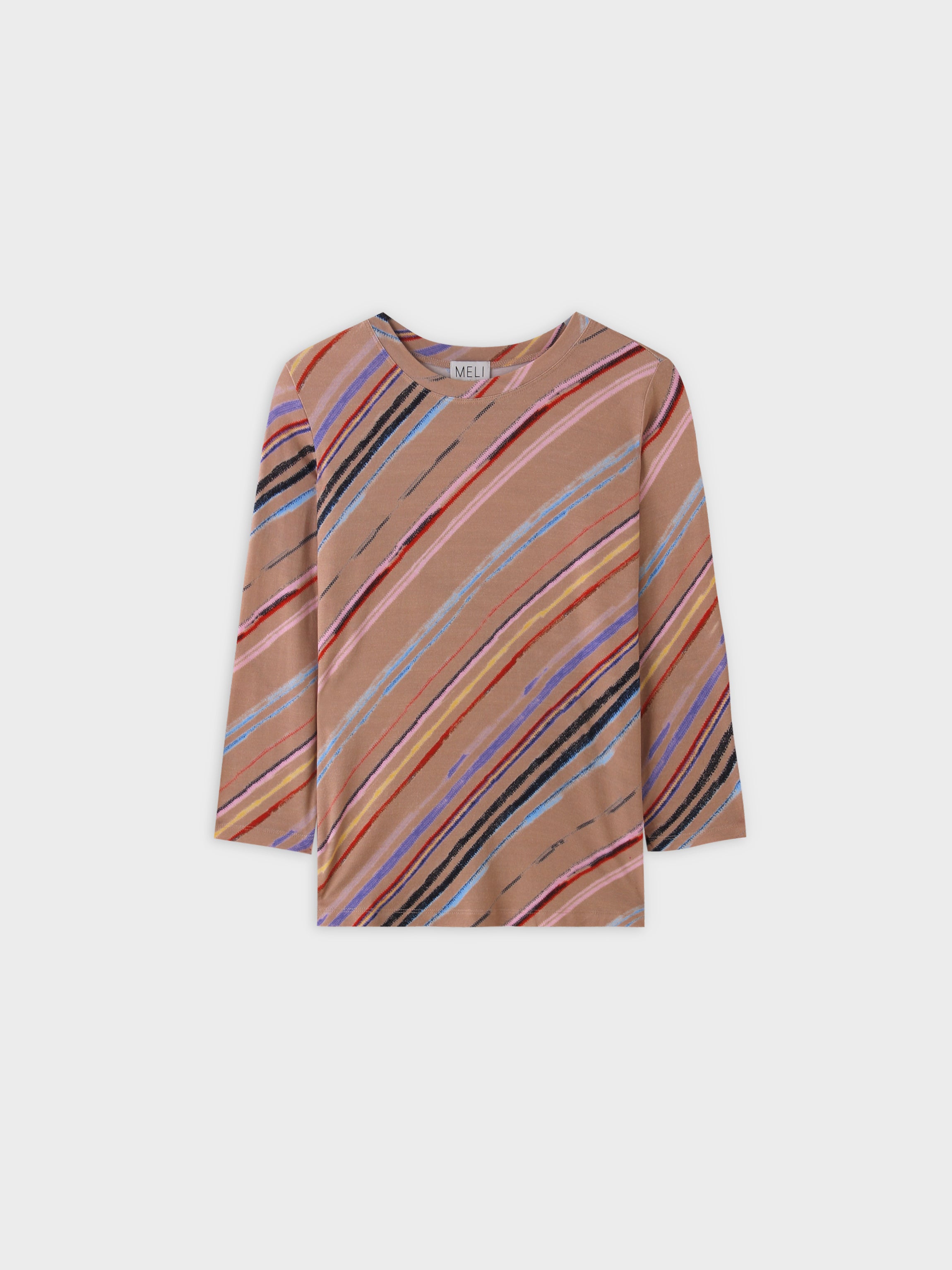 Camiseta con estampado diagonal-Bronceado