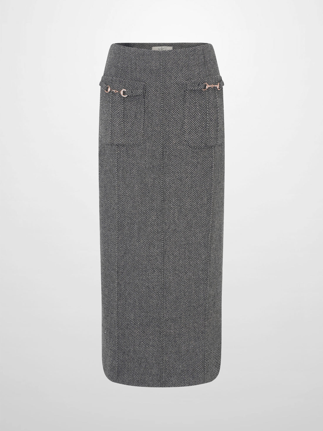 Herringbone Pocket Detail Skirt - Black/White