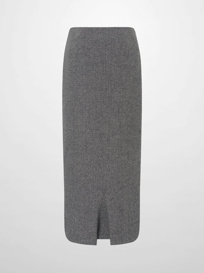 Herringbone Pocket Detail Skirt - Black/White