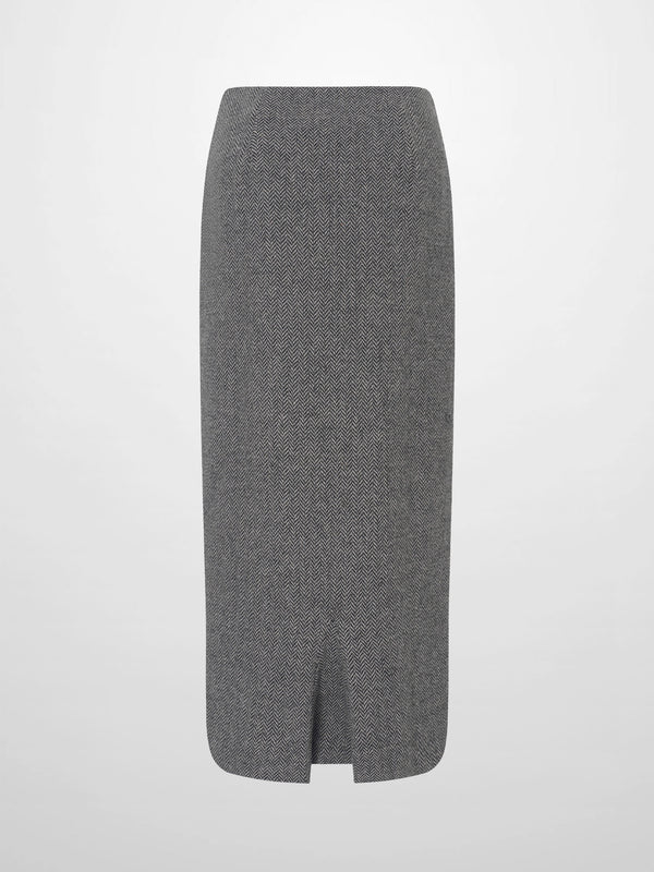 Herringbone Pocket Detail Skirt - Black/White