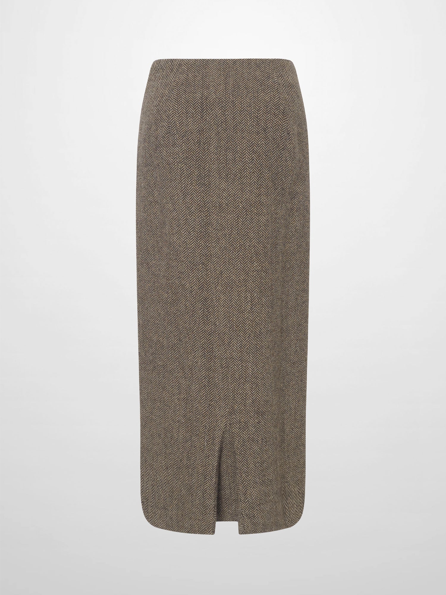 Herringbone Pocket Detail Skirt - Brown/Tan