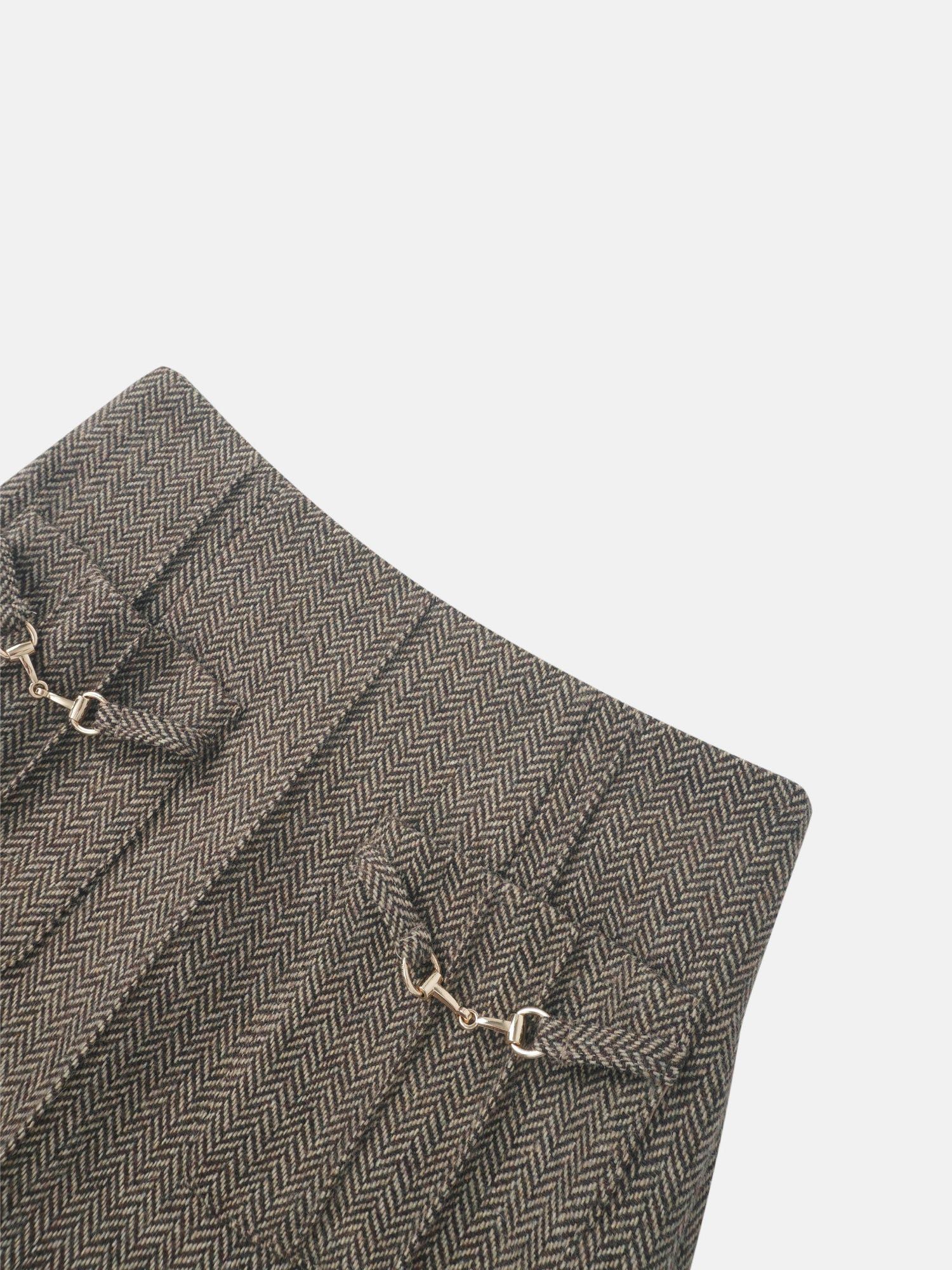 Herringbone Pocket Detail Skirt - Brown/Tan