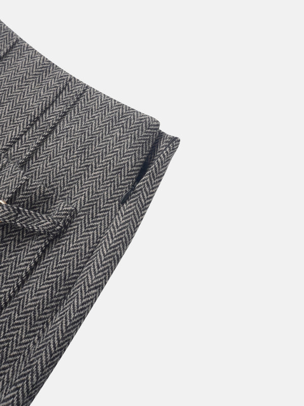 Herringbone Pocket Detail Skirt - Black/White
