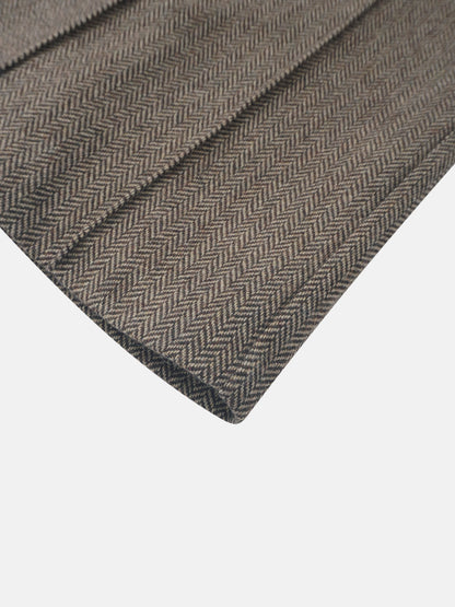 Herringbone Pocket Detail Skirt - Brown/Tan