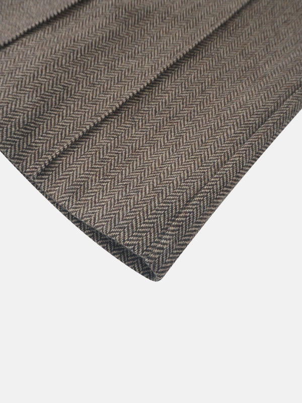Herringbone Pocket Detail Skirt - Brown/Tan