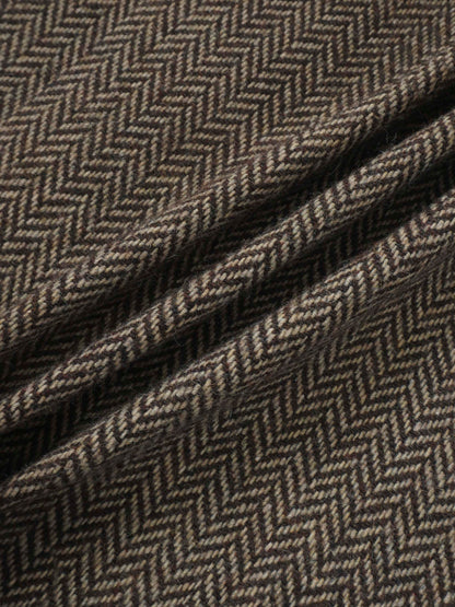 Herringbone Pocket Detail Skirt - Brown/Tan