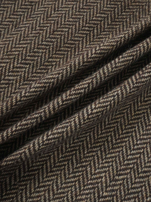 Herringbone Pocket Detail Skirt - Brown/Tan